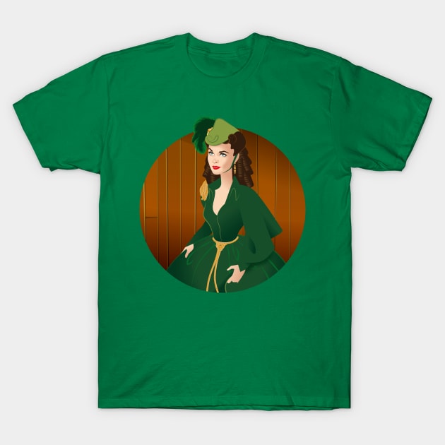 Scarlett green velvet T-Shirt by AlejandroMogolloArt